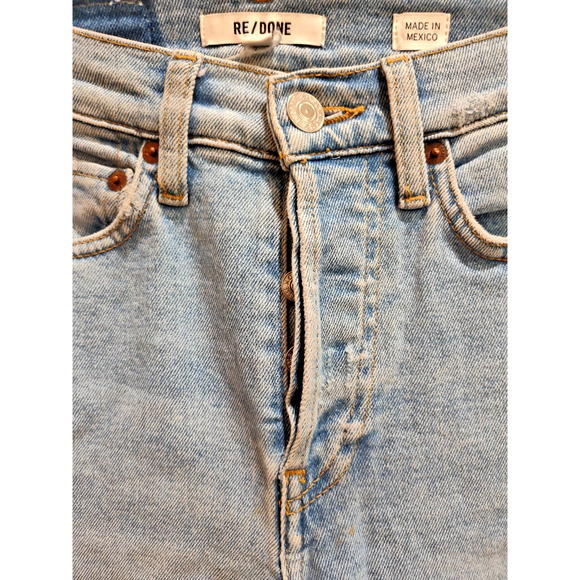 Re/Done Blue Buttonfly 90s High Rise Cotton Women's Ankle Crop Jeans Size 24 - Picture 3 of 9